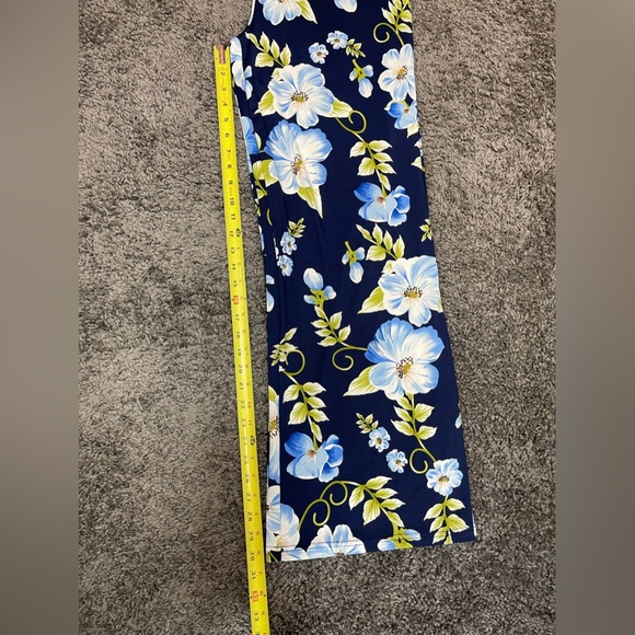 White Mark Navy blue floral high waist wide leg stretch palazzo pants size 2XL - Picture 9 of 13